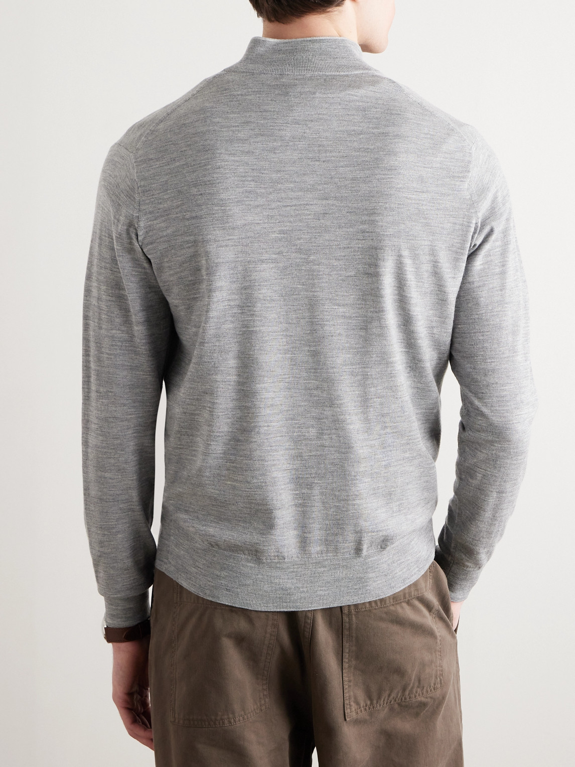 Shop Peter Millar Excursionist Flex Wool-blend Half-zip Sweater In Gray