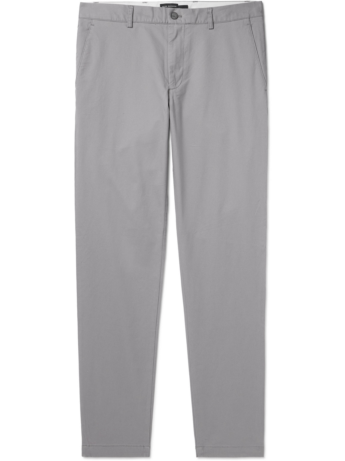 Club Monaco Connor Straight-leg Cotton-blend Twill Chinos In Gray