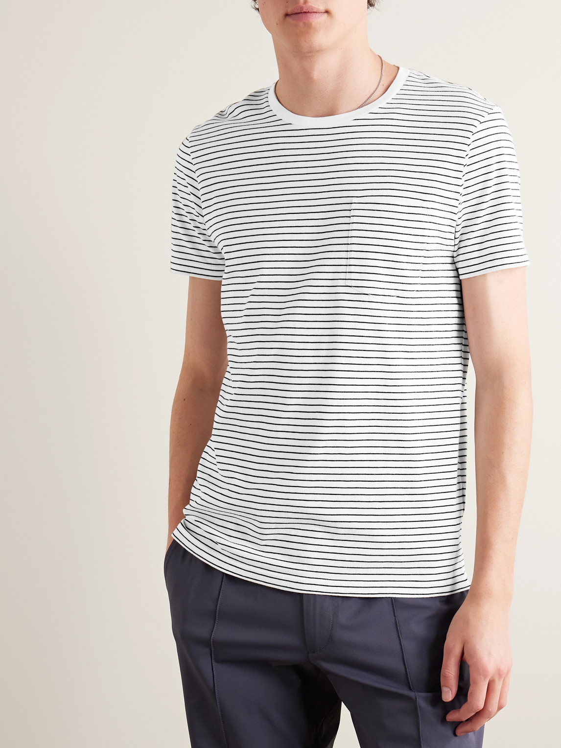 Shop Club Monaco Williams Striped Cotton-jersey T-shirt In Multi