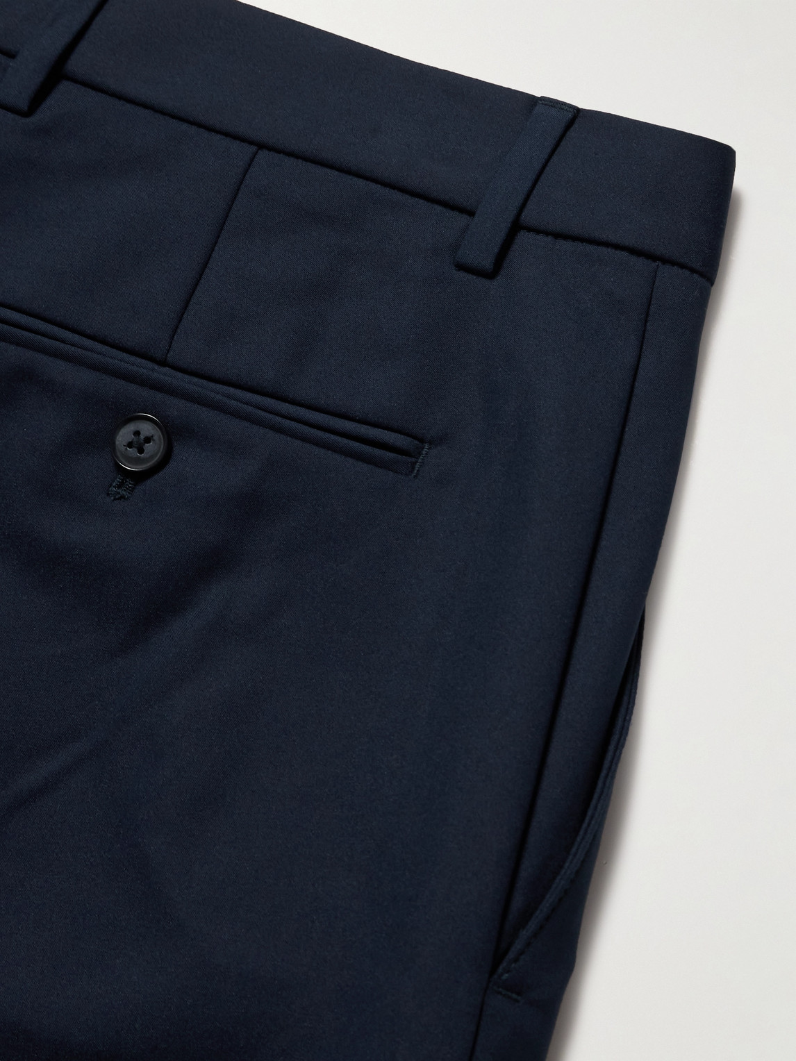 Shop Club Monaco City Dress Straight-leg Cotton-blend Trousers In Blue
