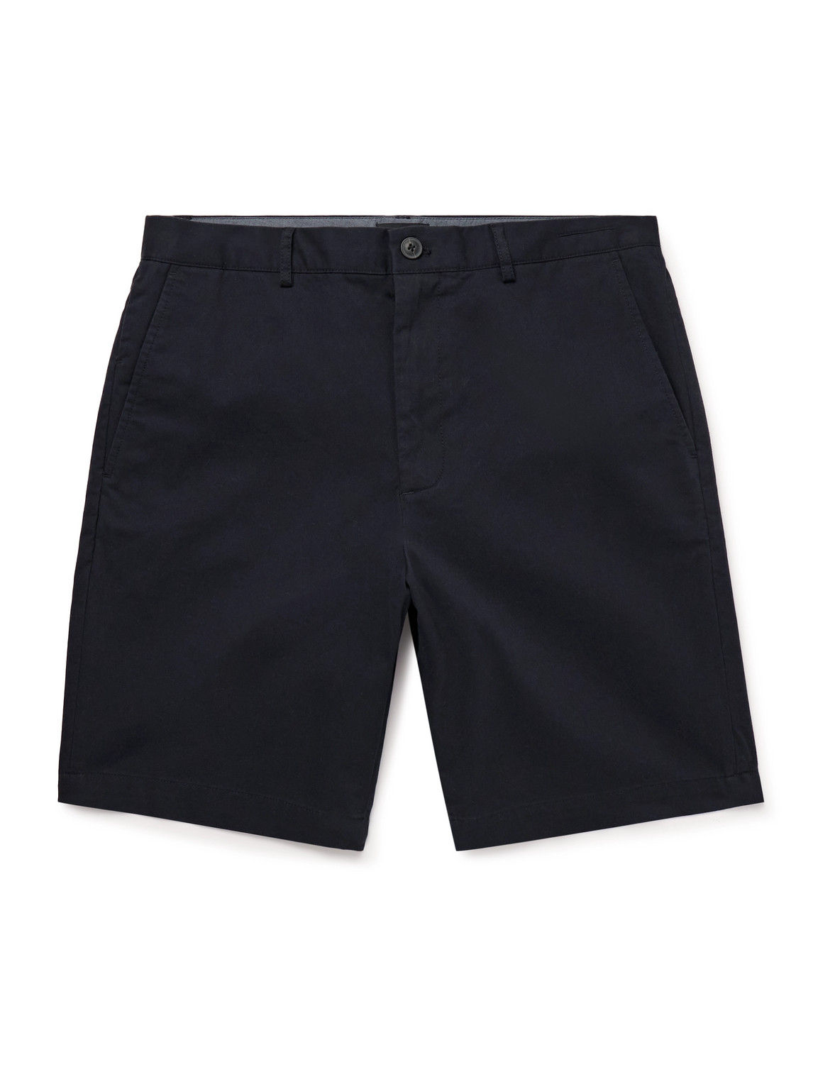 Club Monaco Maddox Straight-leg Cotton-blend Twill Shorts In Blue