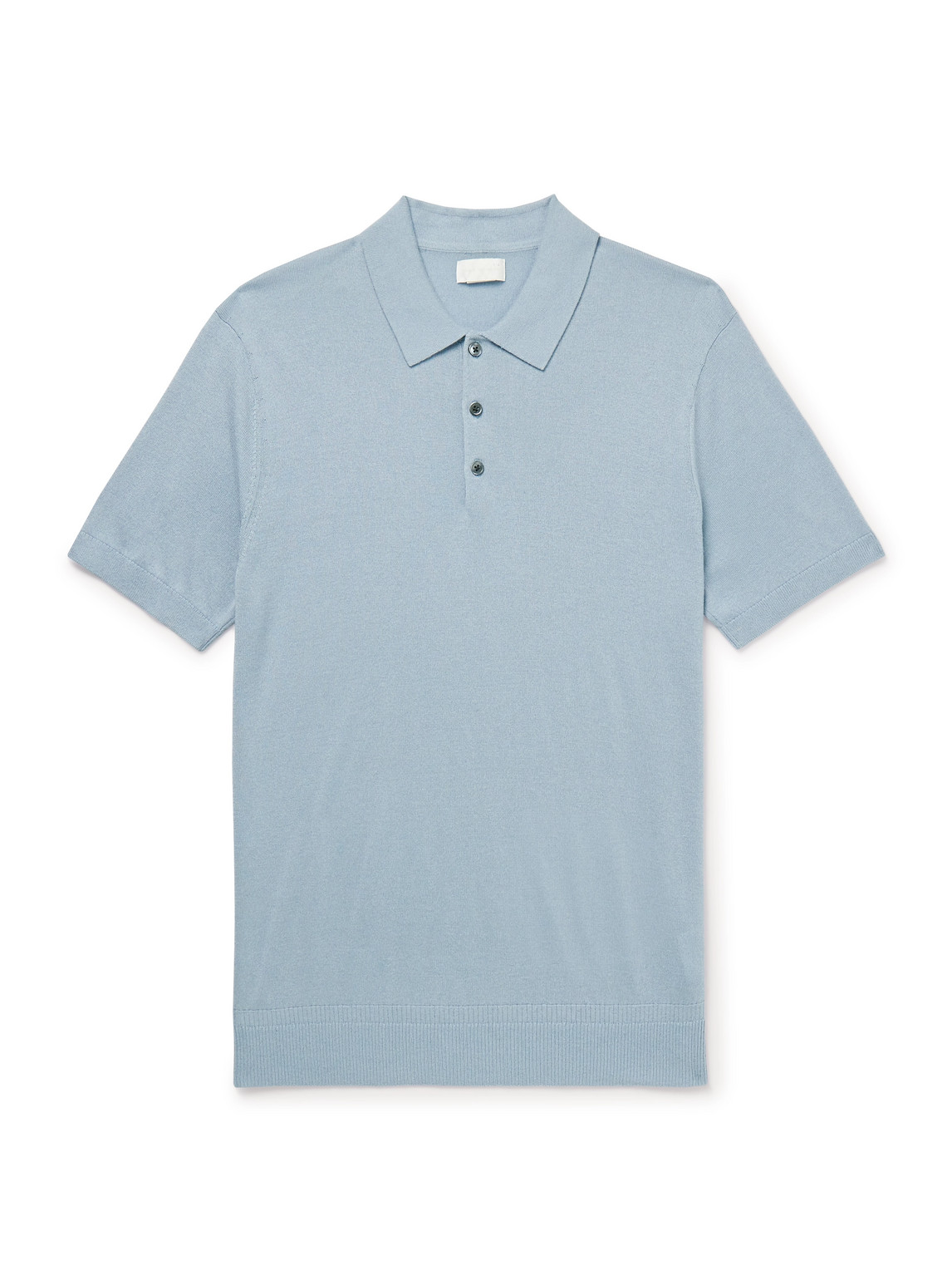 Club Monaco Luxe Silk And Cashmere-blend Polo Shirt In Blue