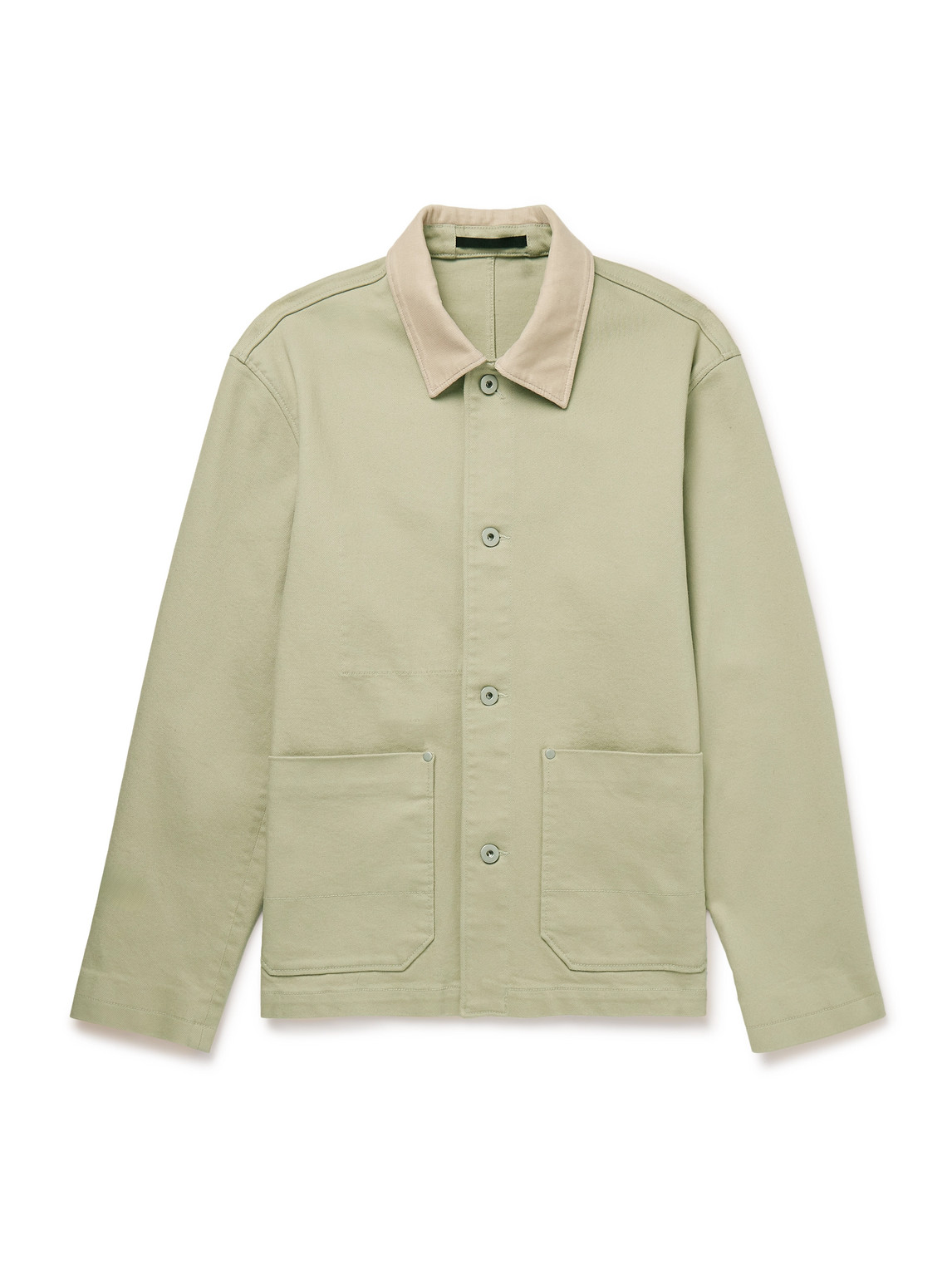 Club Monaco Corduroy-trimmed Cotton-blend Twill Jacket In Green