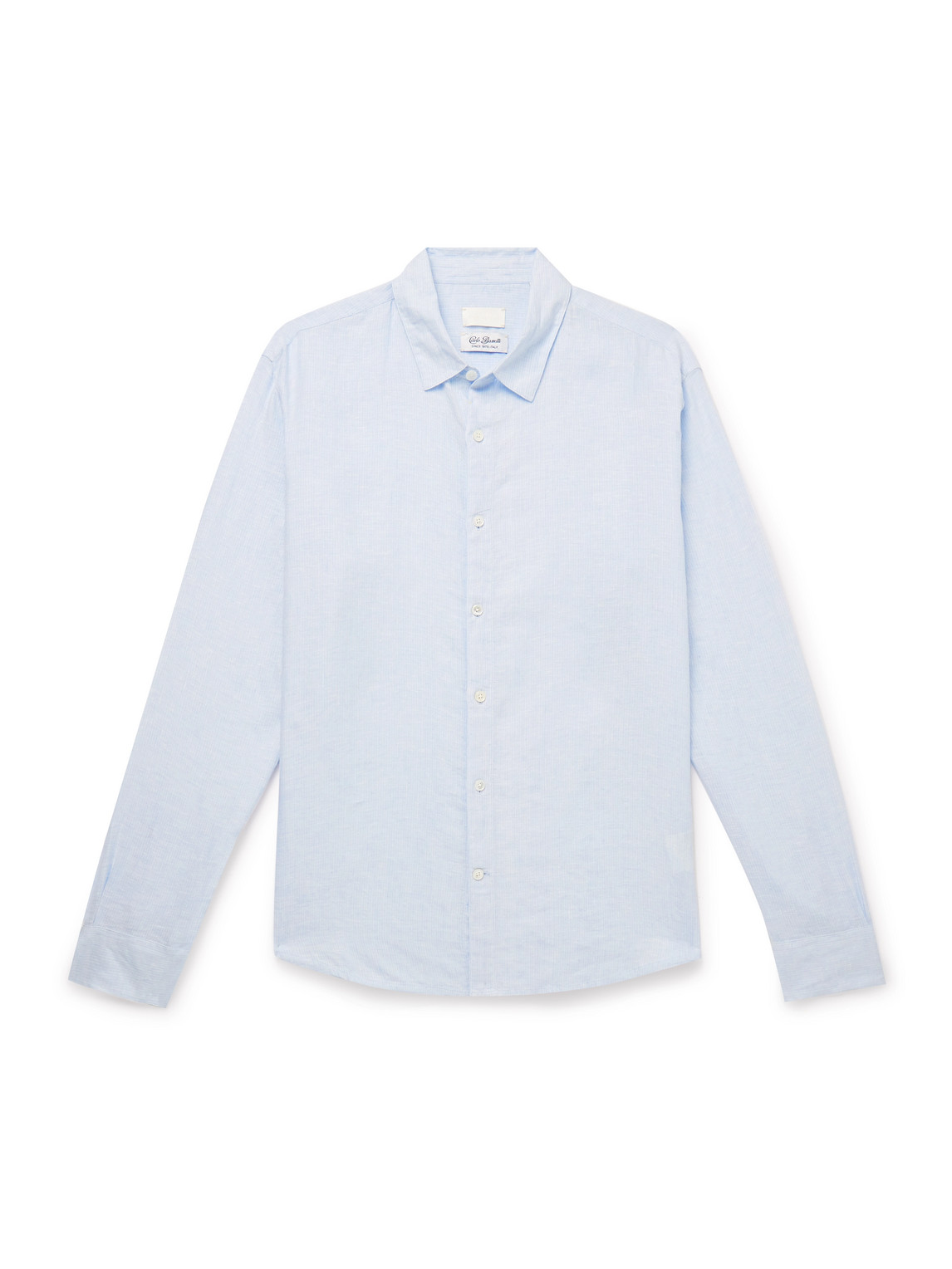 Club Monaco Luxe Pinstriped Linen Shirt In Blue