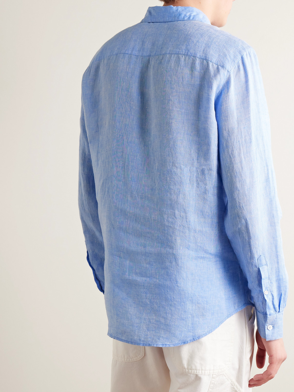 Shop Club Monaco Luxe Linen Shirt In Blue