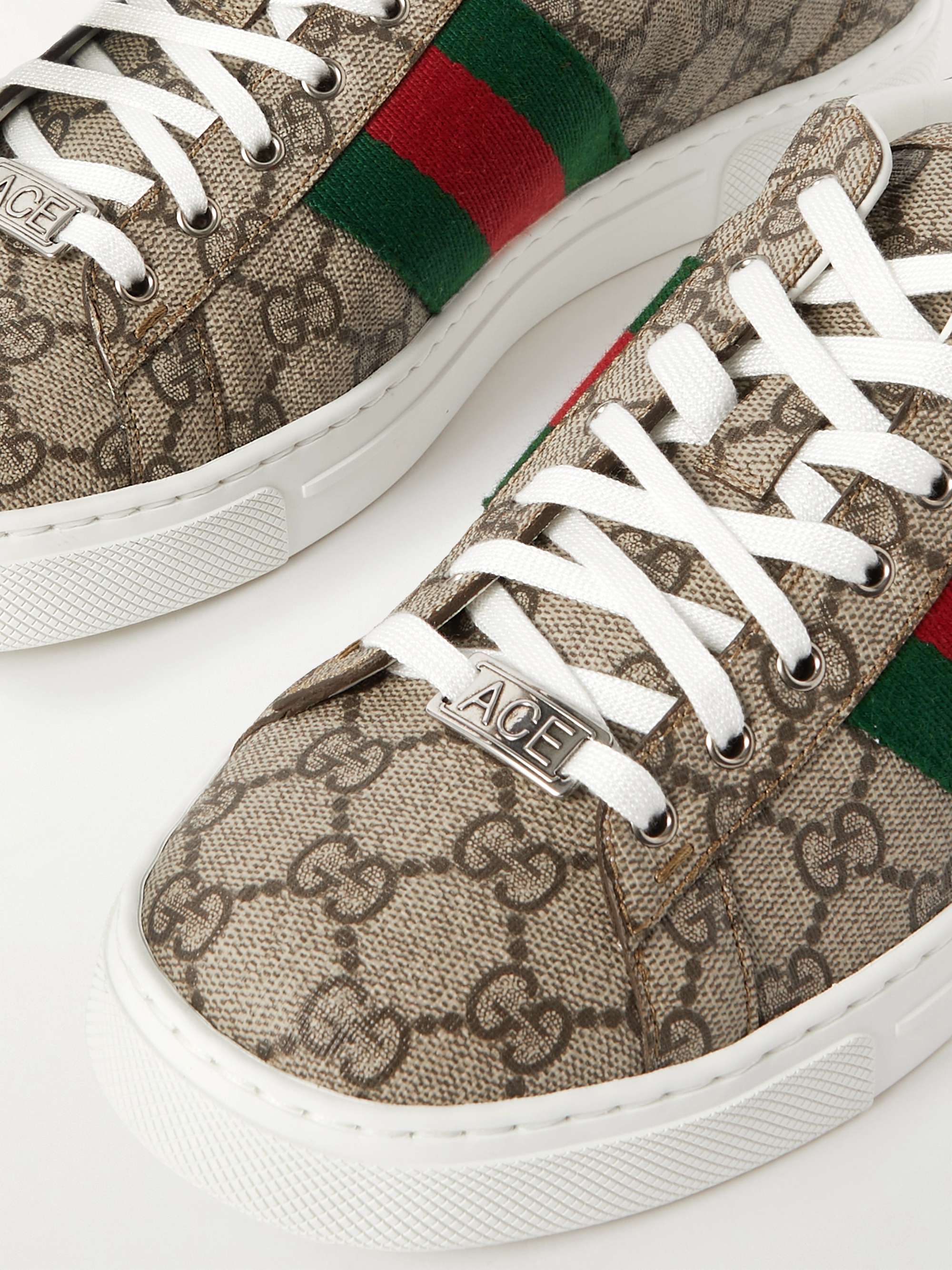 GUCCI Monogrammed Canvas and Leather Sneakers for Men