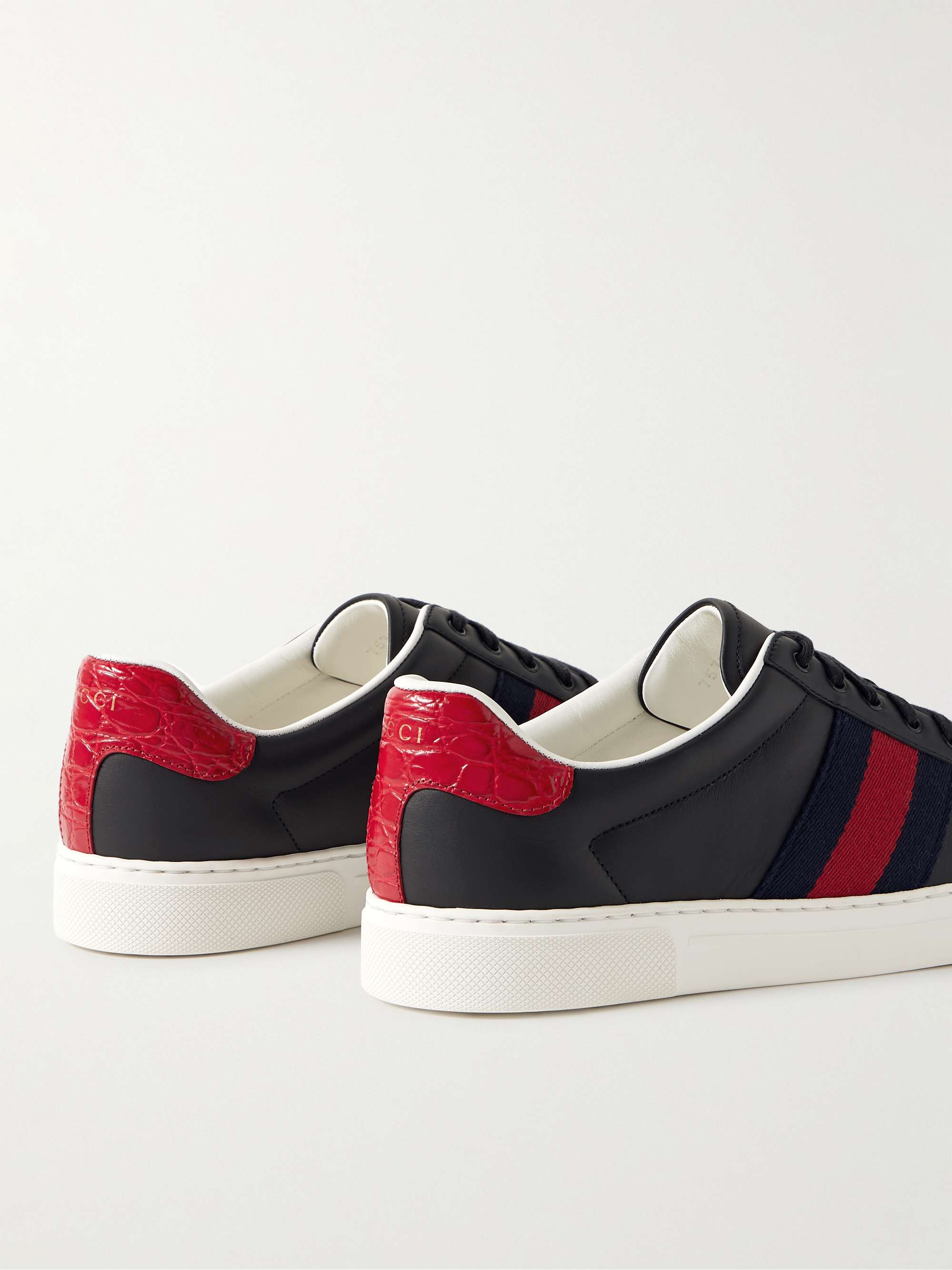 GUCCI Ace Webbing Trimmed Leather Sneakers for Men MR PORTER