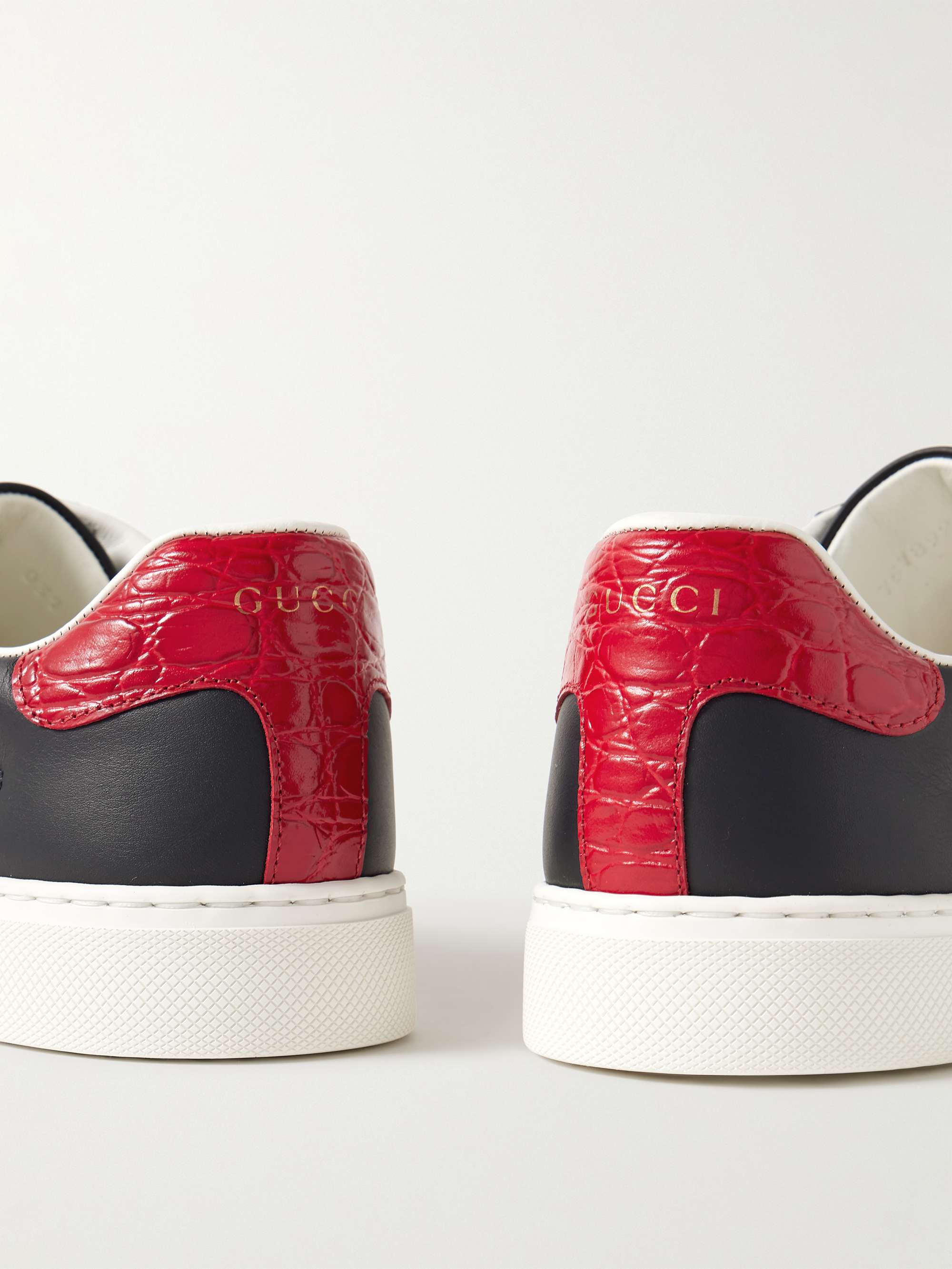 Ace Webbing-Trimmed Leather Sneakers