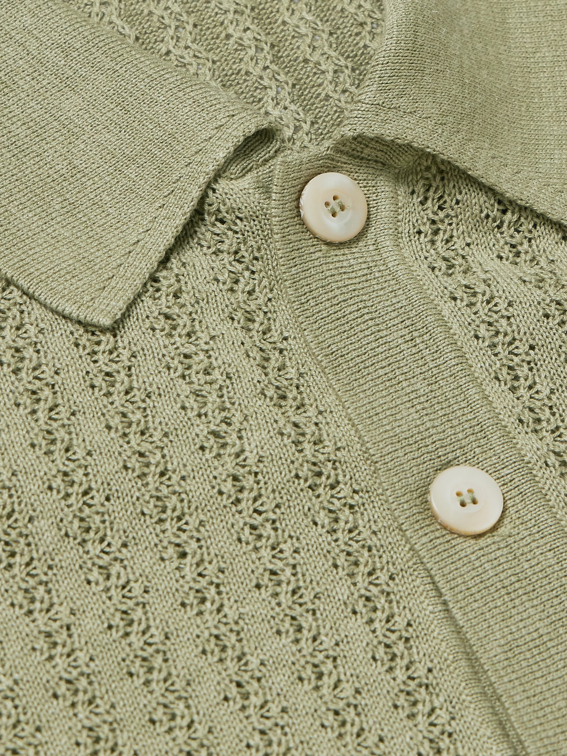 Shop Piacenza 1733 Pointelle-knit Silk And Linen-blend Shirt In Green