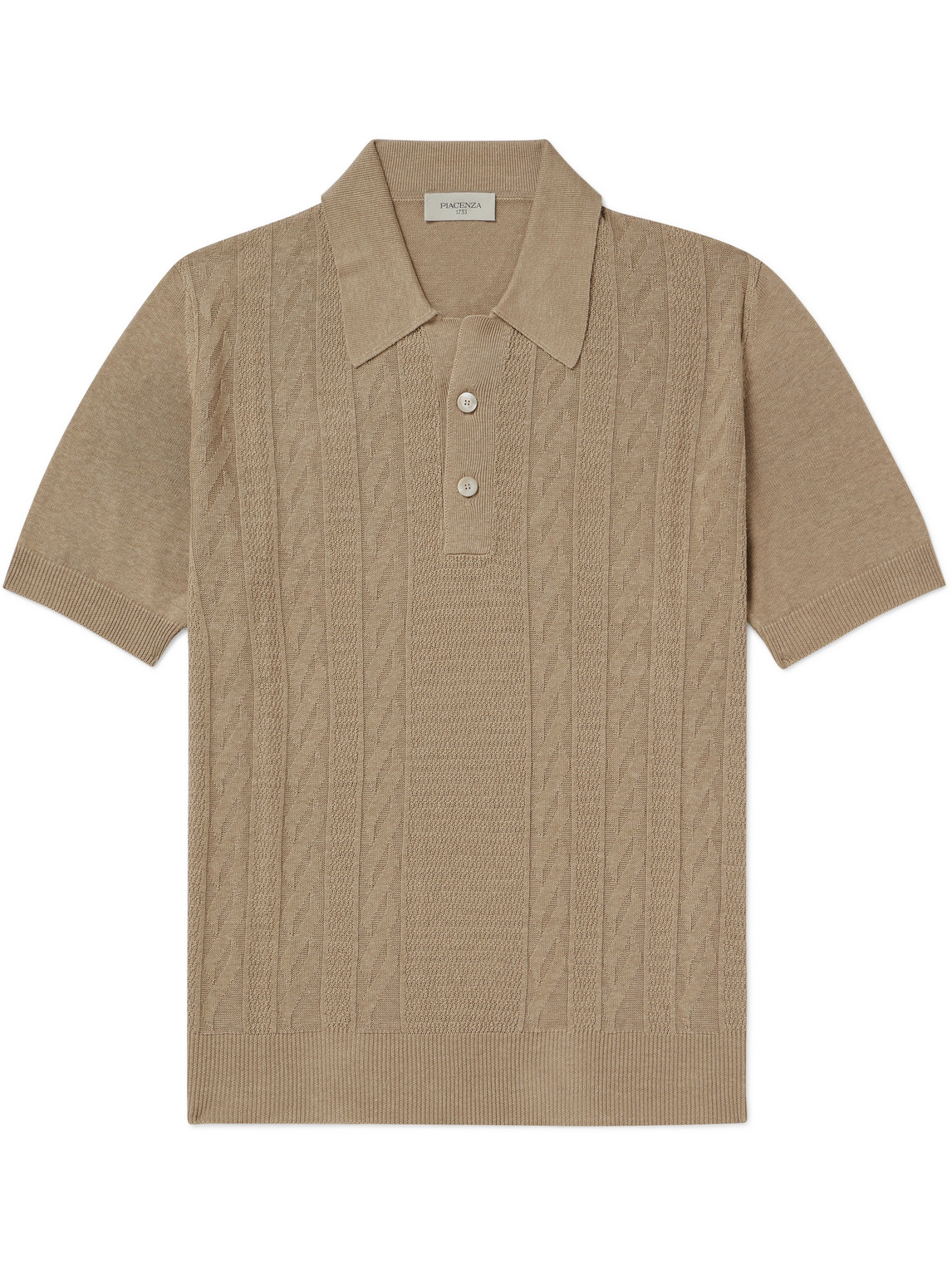 Piacenza 1733 Cable-knit Silk And Linen-blend Polo Shirt In Green