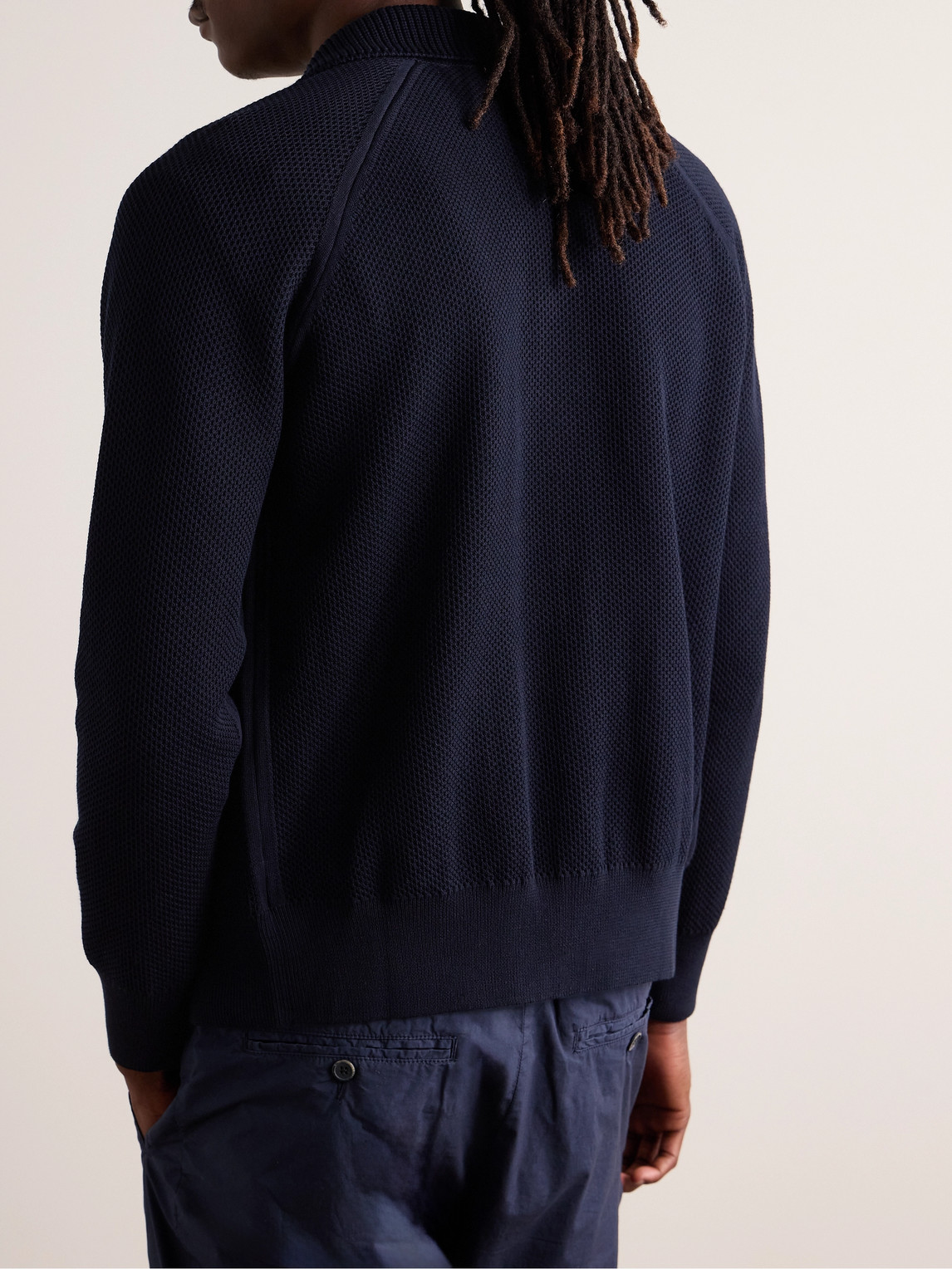 Shop Piacenza 1733 Honeycomb-knit Cotton Overshirt In Blue