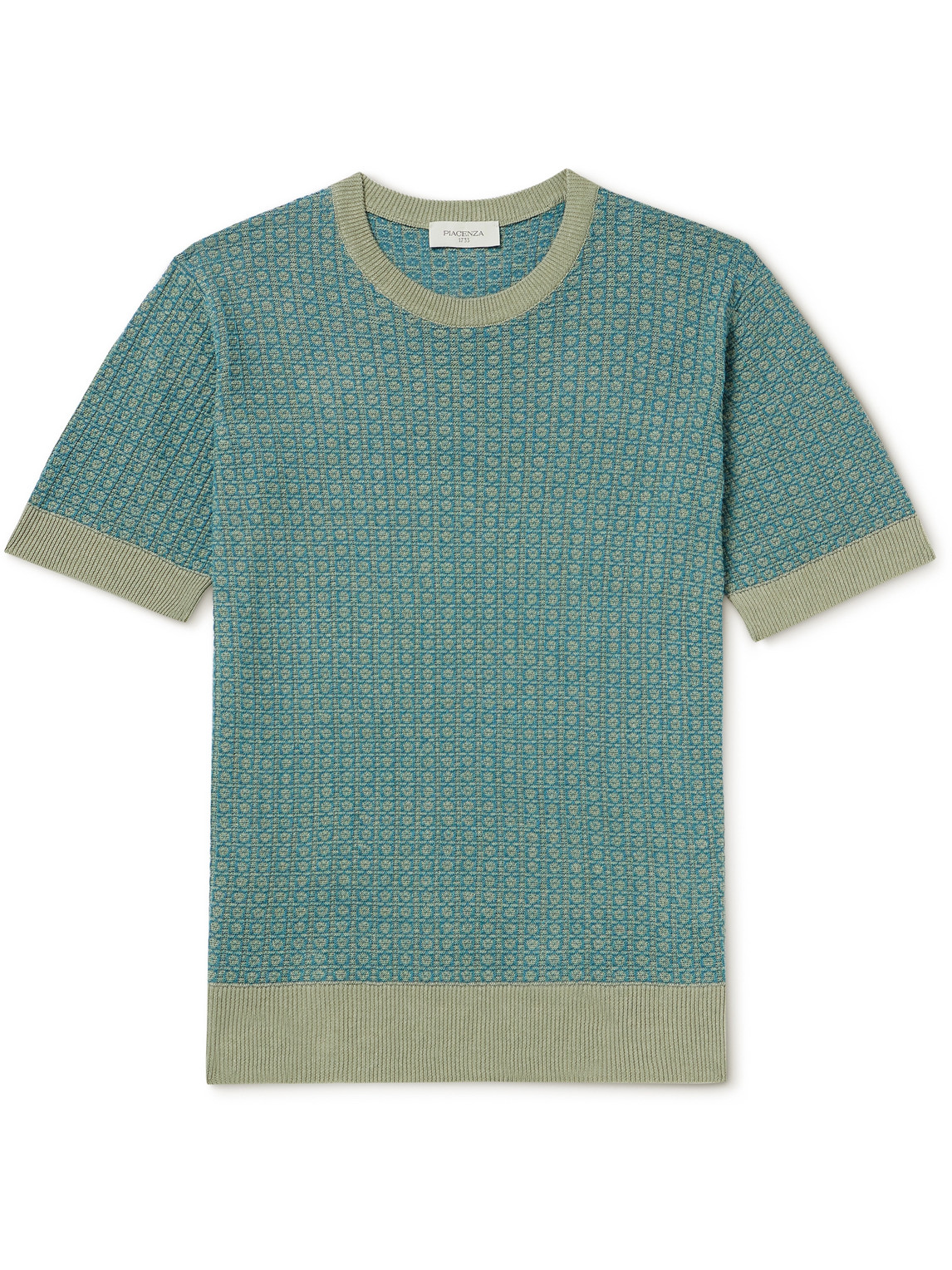 Piacenza 1733 Jacquard-knit Silk And Linen-blend T-shirt In Green