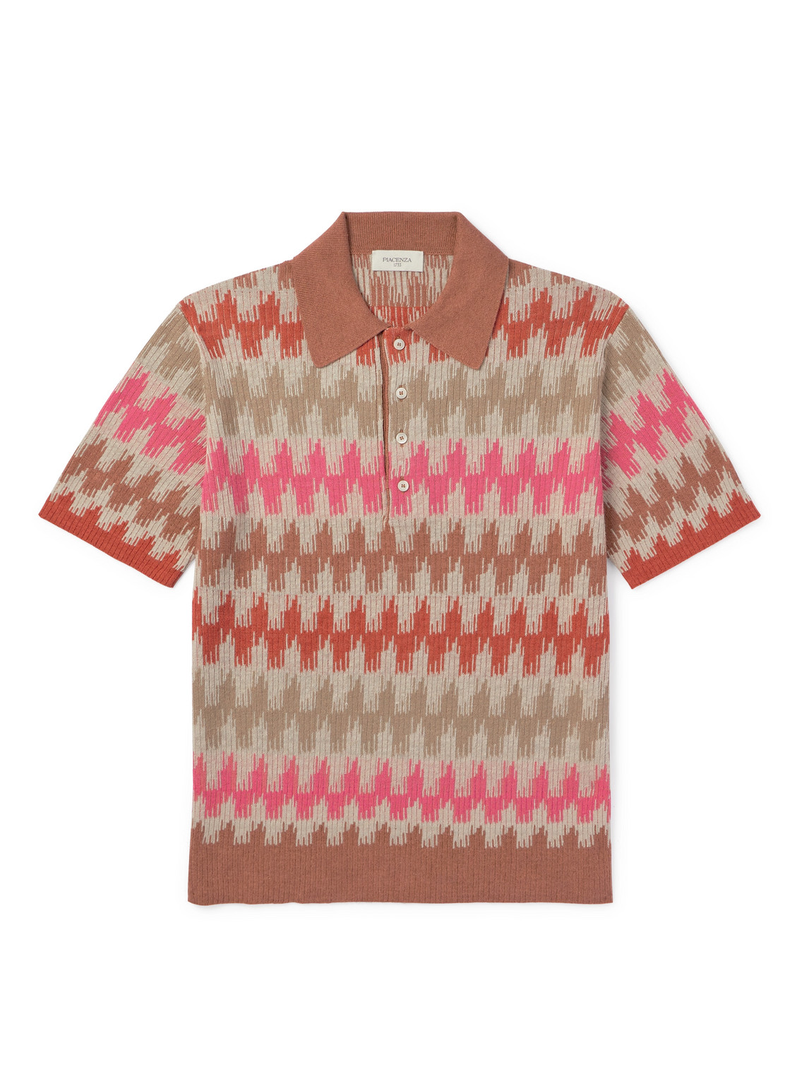Piacenza 1733 Jacquard-knit Linen And Cotton-blend Polo Shirt In Pink