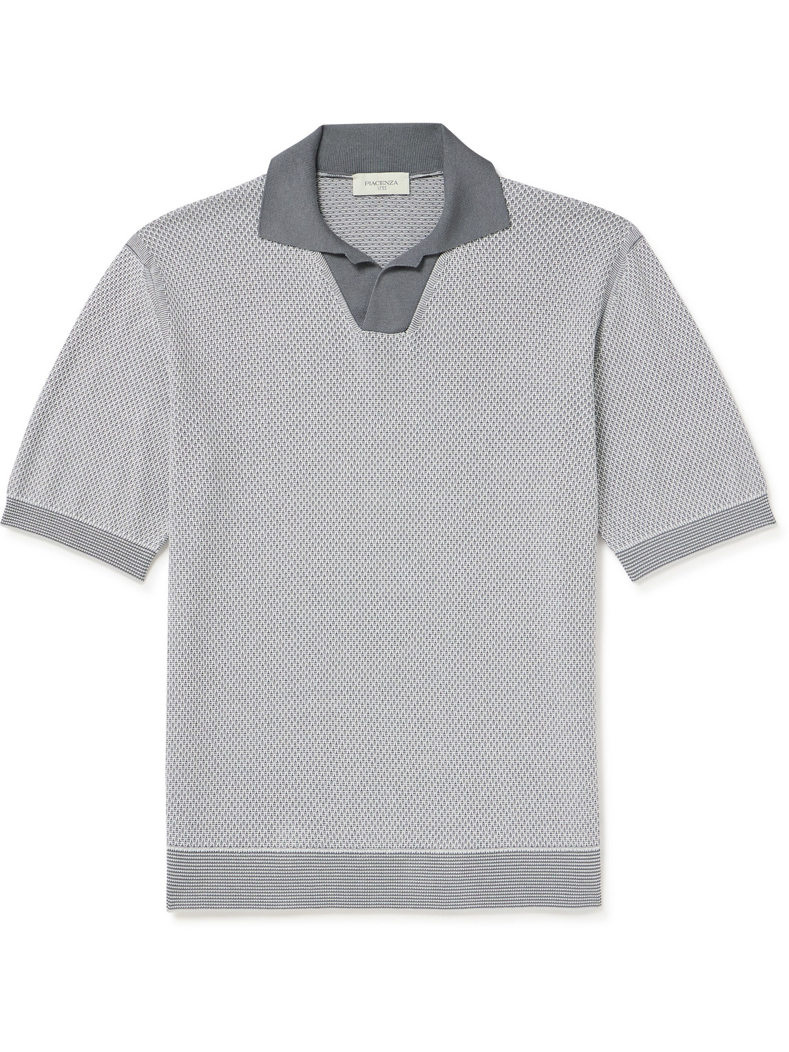 Two-Tone Silk and Cotton-Blend Polo Shirt