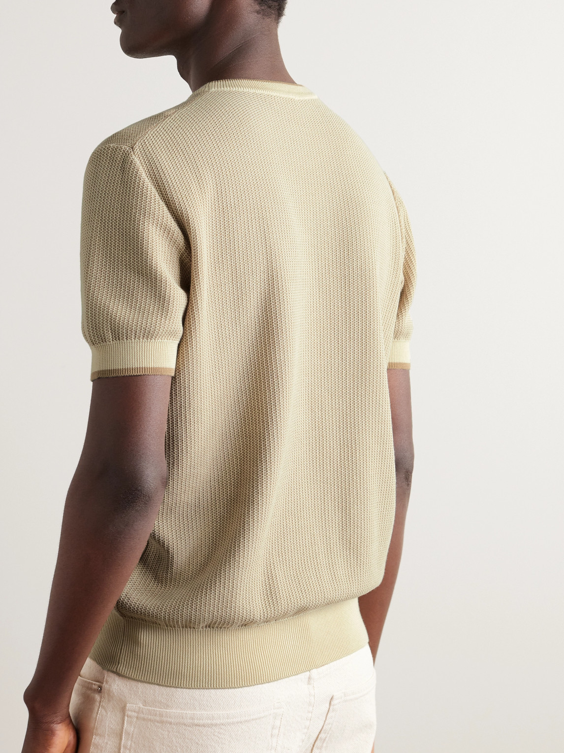 Shop Piacenza 1733 Waffle-knit Cotton T-shirt In Neutrals