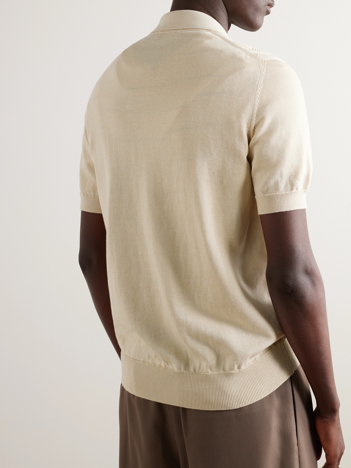 Shop Piacenza 1733 Pointelle-knit Cotton Shirt In Neutrals