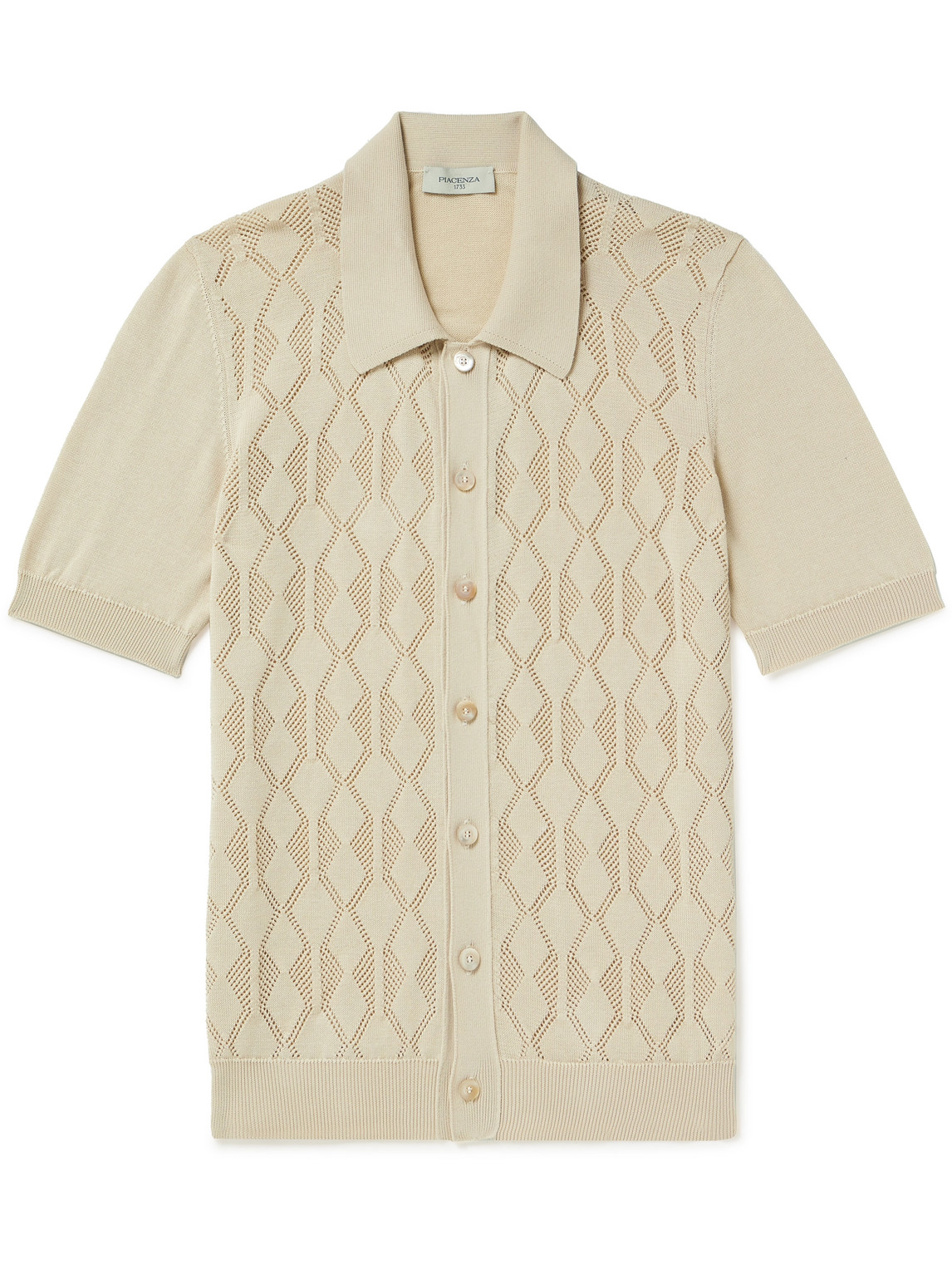 Piacenza 1733 Pointelle-knit Cotton Shirt In Neutrals