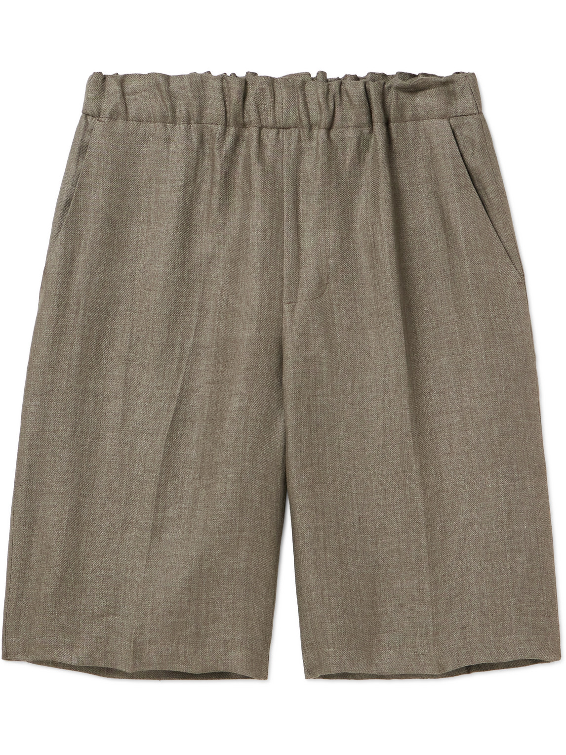 Piacenza 1733 Tapered Linen-twill Bermuda Shorts In Green