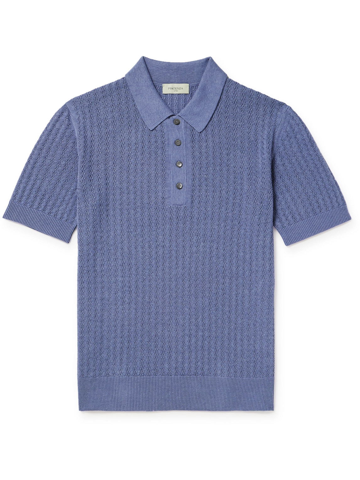 Piacenza 1733 Pointelle-knit Silk And Linen-blend Polo Shirt In Purple