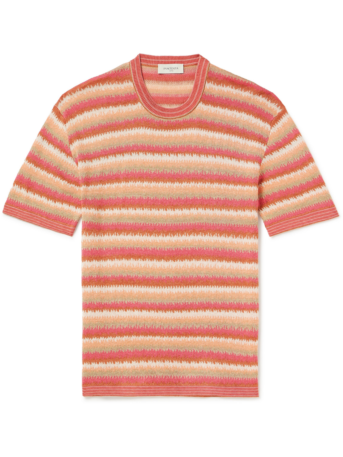 Piacenza 1733 Jacquard-knit Silk And Linen-blend T-shirt In Orange
