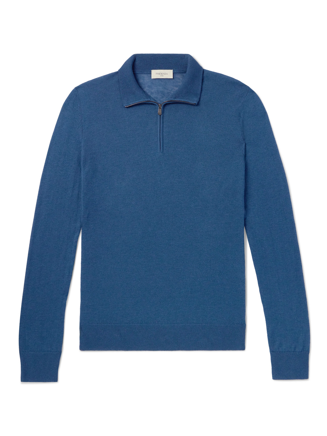 Piacenza 1733 Silk And Cashmere-blend Half-zip Sweater In Blue