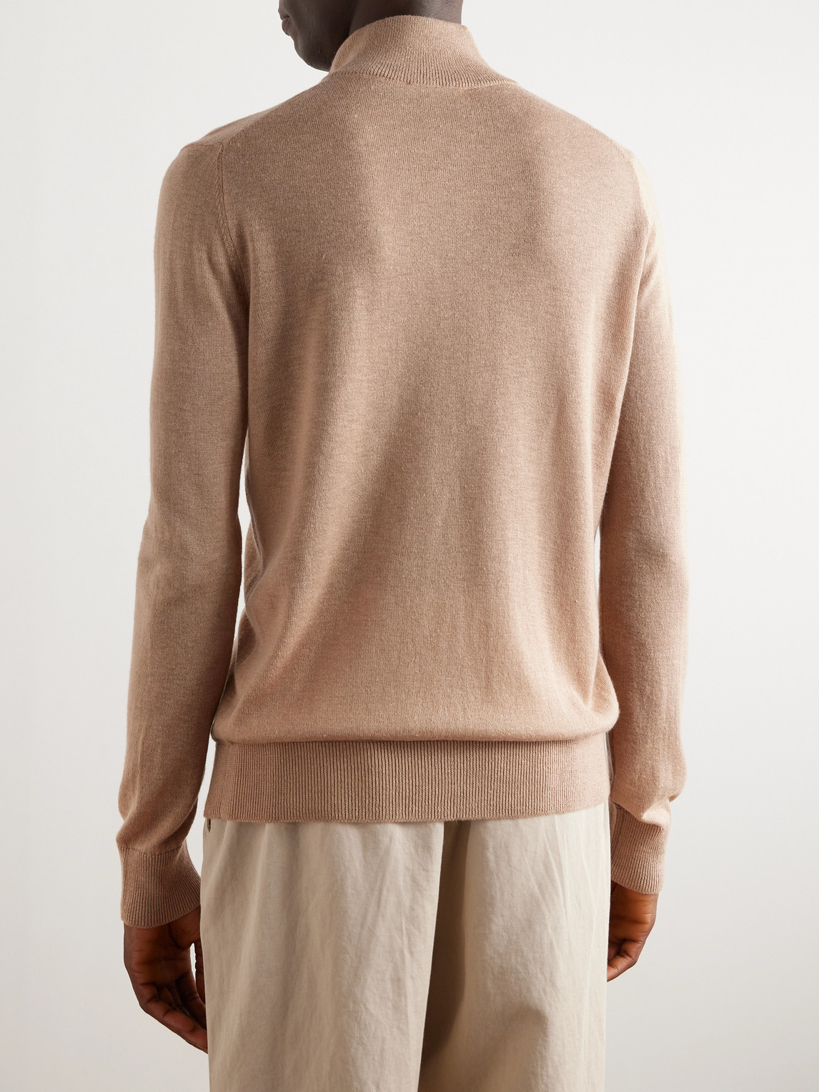 Shop Piacenza 1733 Silk And Cashmere-blend Half-zip Sweater In Neutrals