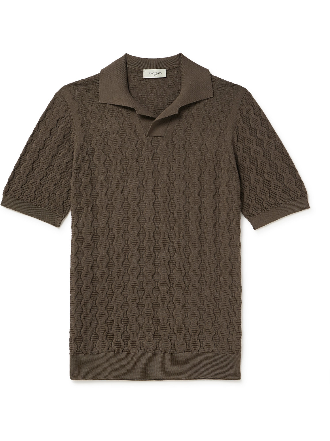 Piacenza 1733 Cable-knit Cotton Polo Shirt In Brown