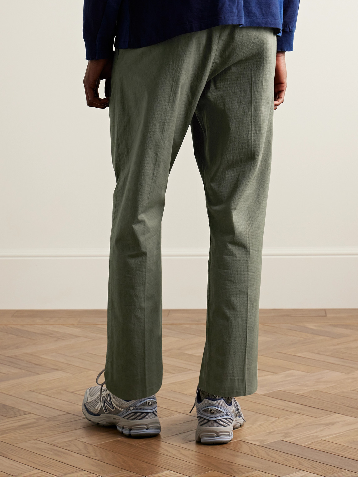 Shop Nn07 Bill 1449 Slim-fit Pleated Organic Cotton-blend Ripstop Trousers In Green