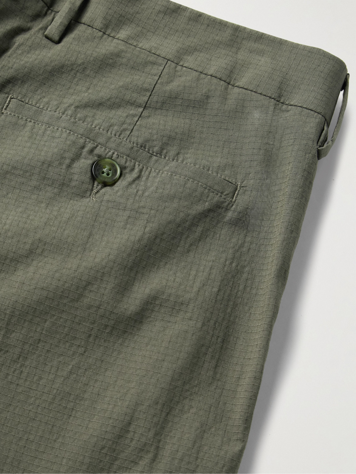 Shop Nn07 Bill 1449 Slim-fit Pleated Organic Cotton-blend Ripstop Trousers In Green