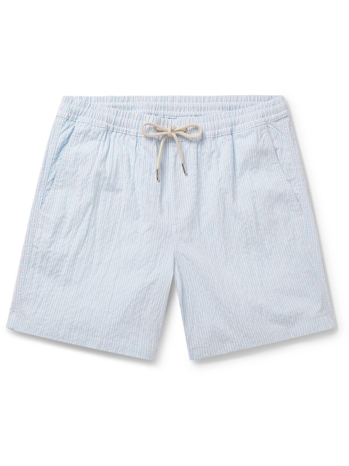 Gregor Straight-Leg Striped Cotton-Blend Seersucker Drawstring Shorts