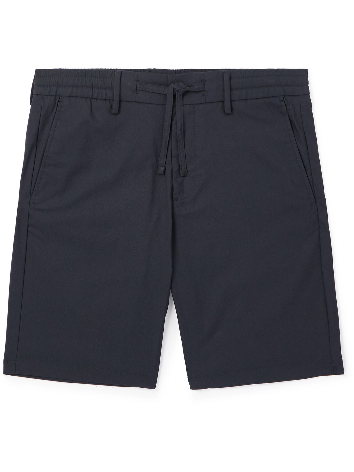 Nn07 Seb 1680 Straight-leg Organic Cotton-blend Twill Drawstring Shorts In Blue