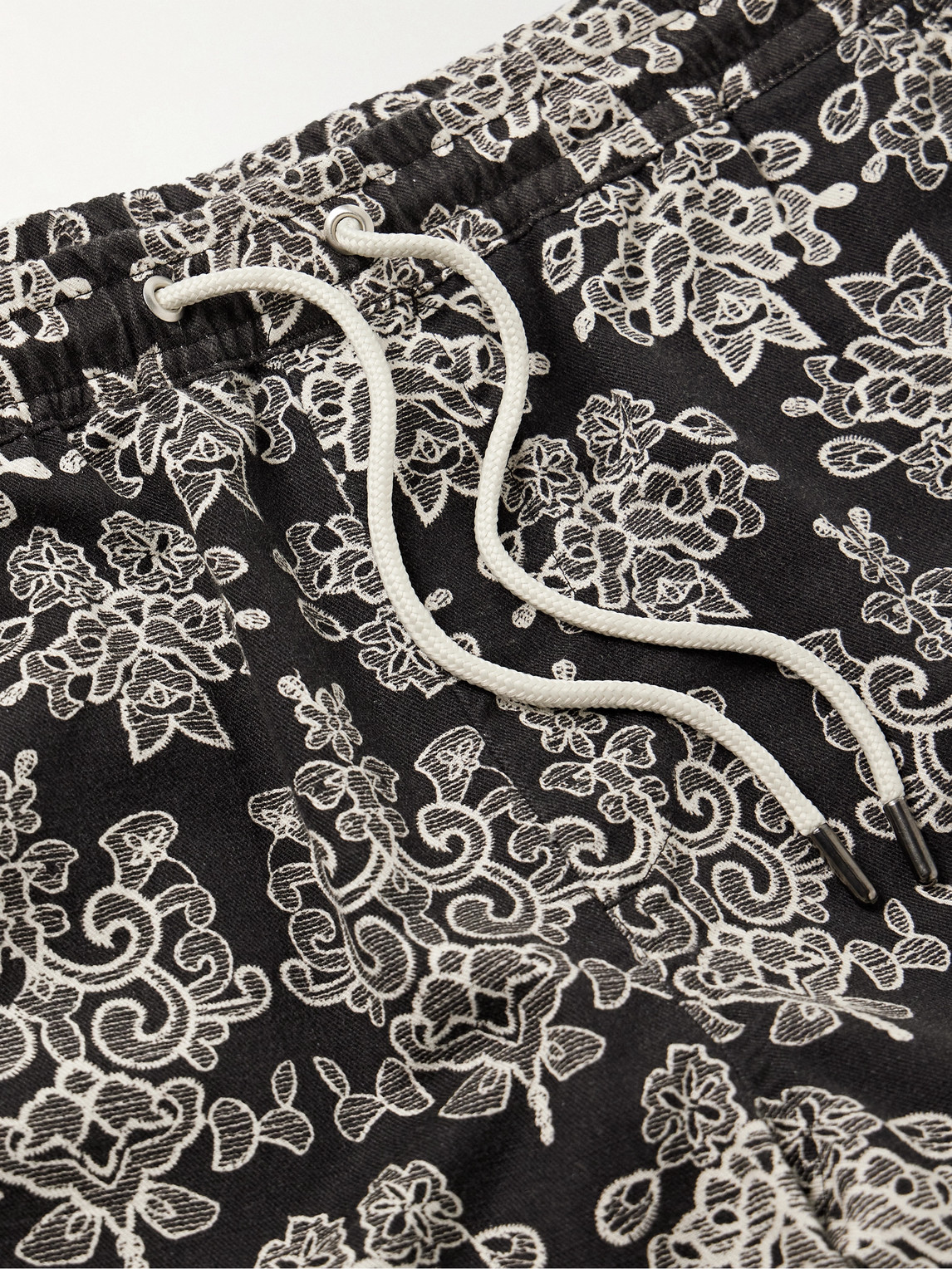 Shop Nn07 Gregor 5210 Straight-leg Printed Cotton-blend Twill Drawstring Shorts In Black