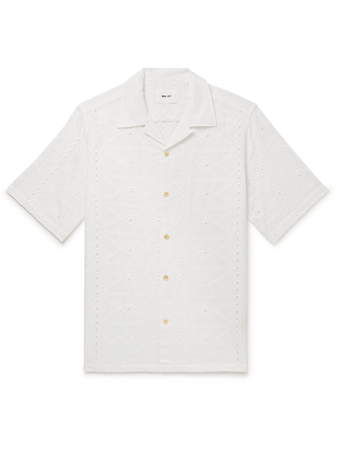 Shop Nn07 Julio 5392 Convertible-collar Broderie Anglaise Cotton-voile Shirt In White
