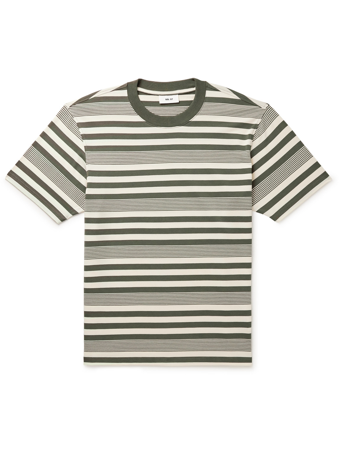 Nn07 Adam 3461 Striped Stretch Modal And Cotton-blend Jersey T-shirt In Green