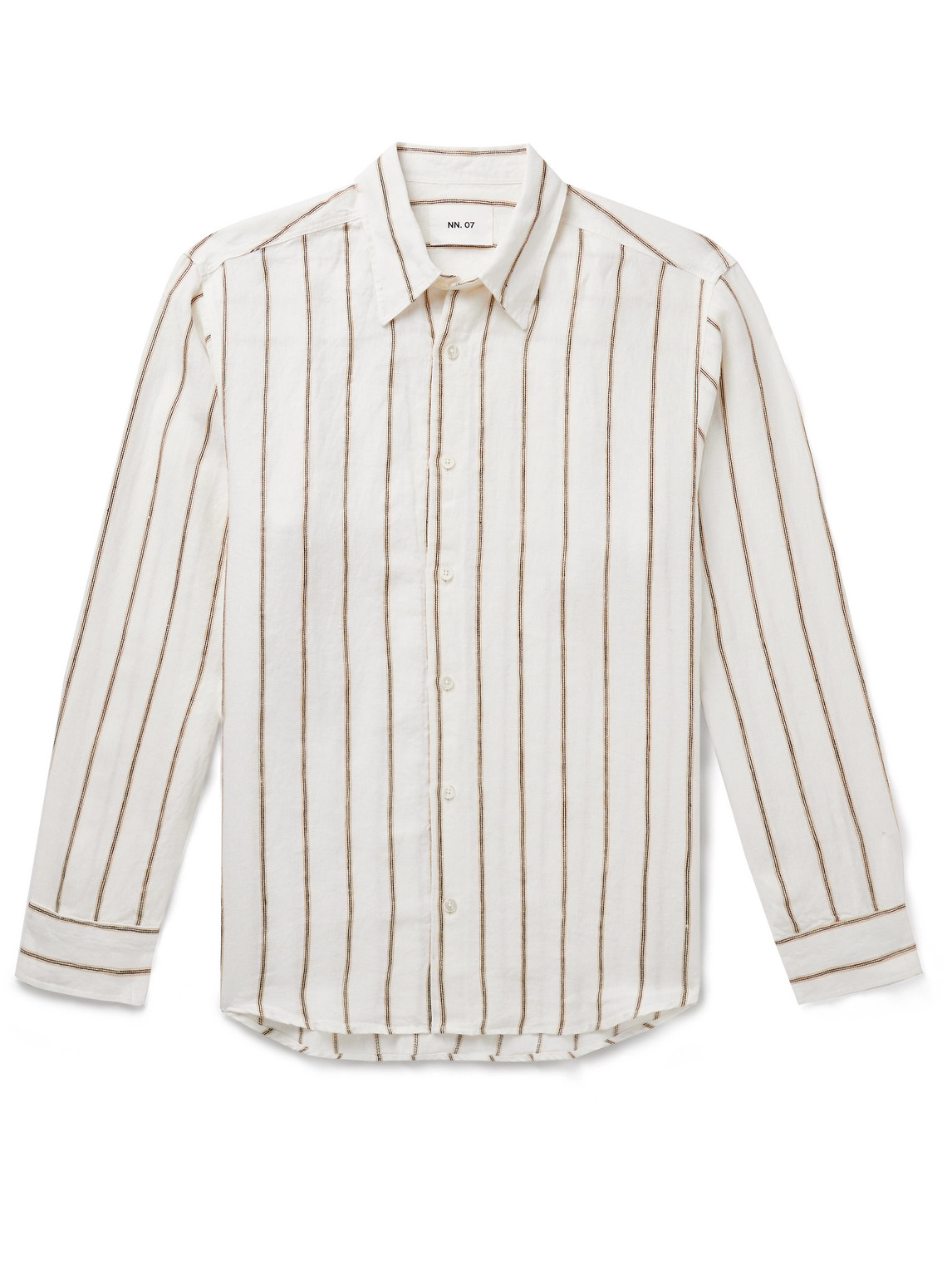 Nn07 Quinsy 5244 Striped Linen Shirt In Neutrals