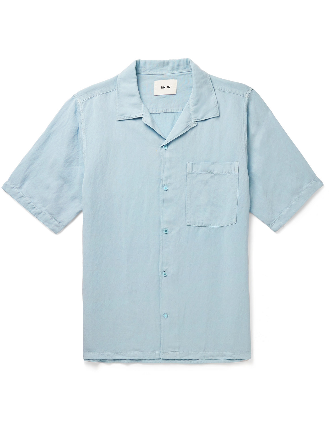 Nn07 Julio 5028 Convertible-collar Linen And Tencel™ Lyocell-blend Shirt In Blue