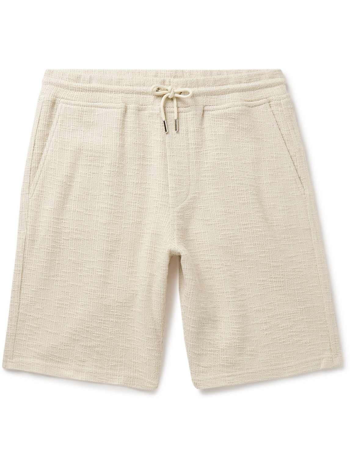 Nn07 Jerry 3520 Straight-leg Cotton-blend Bouclé Drawstring Shorts In Neutrals