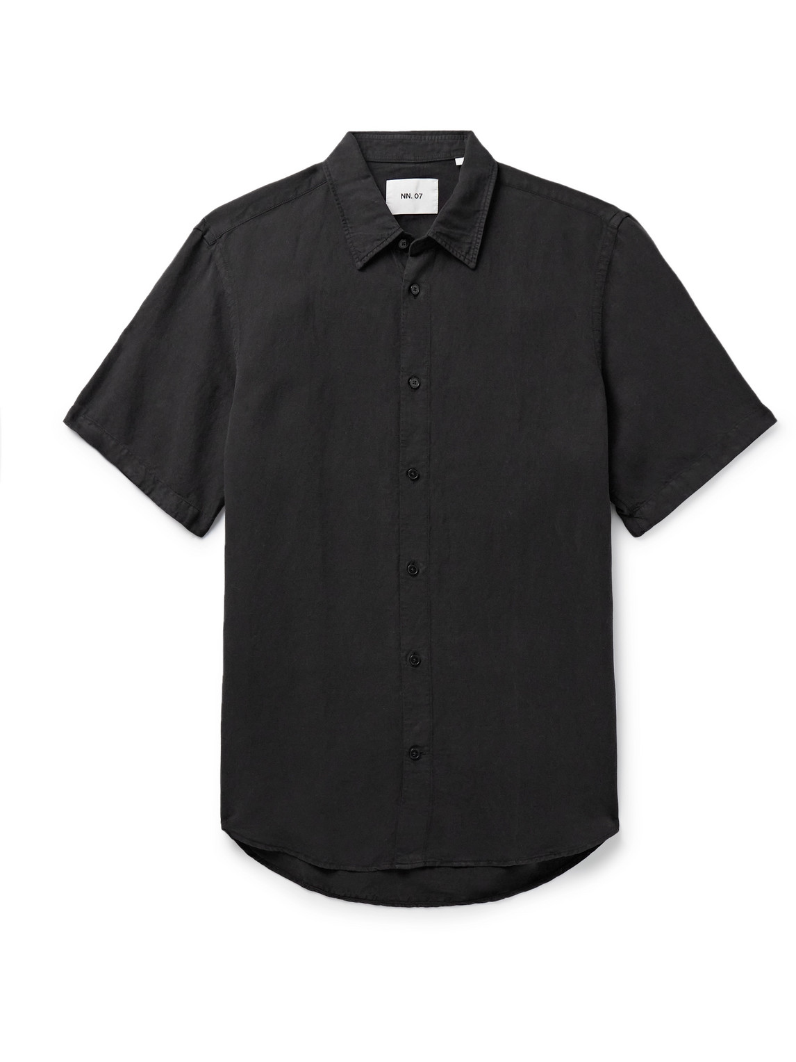Nn07 Arne 5028 Linen And Tencel™ Lyocell-blend Shirt In Black