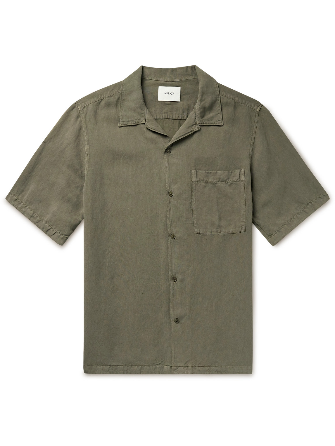 Nn07 Julio 5028 Convertible-collar Linen And Tencel™ Lyocell-blend Shirt In Green