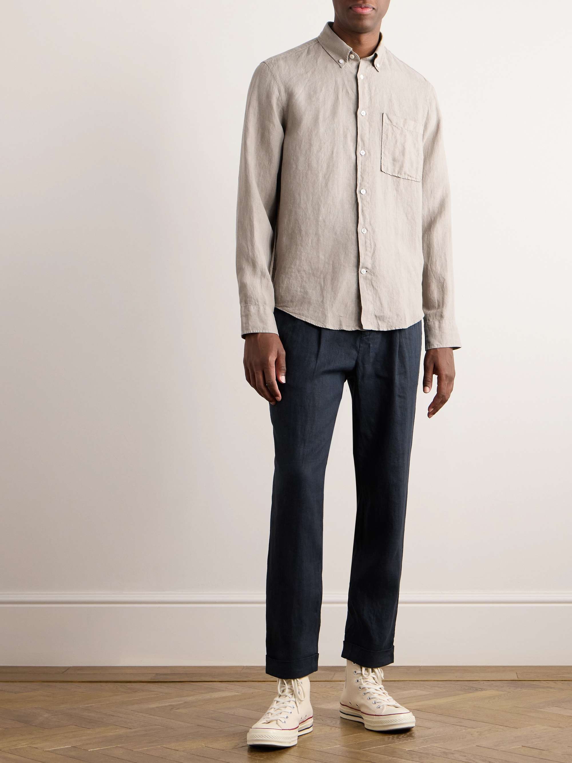 NN07 Arne Button-Down Collar Linen Shirt