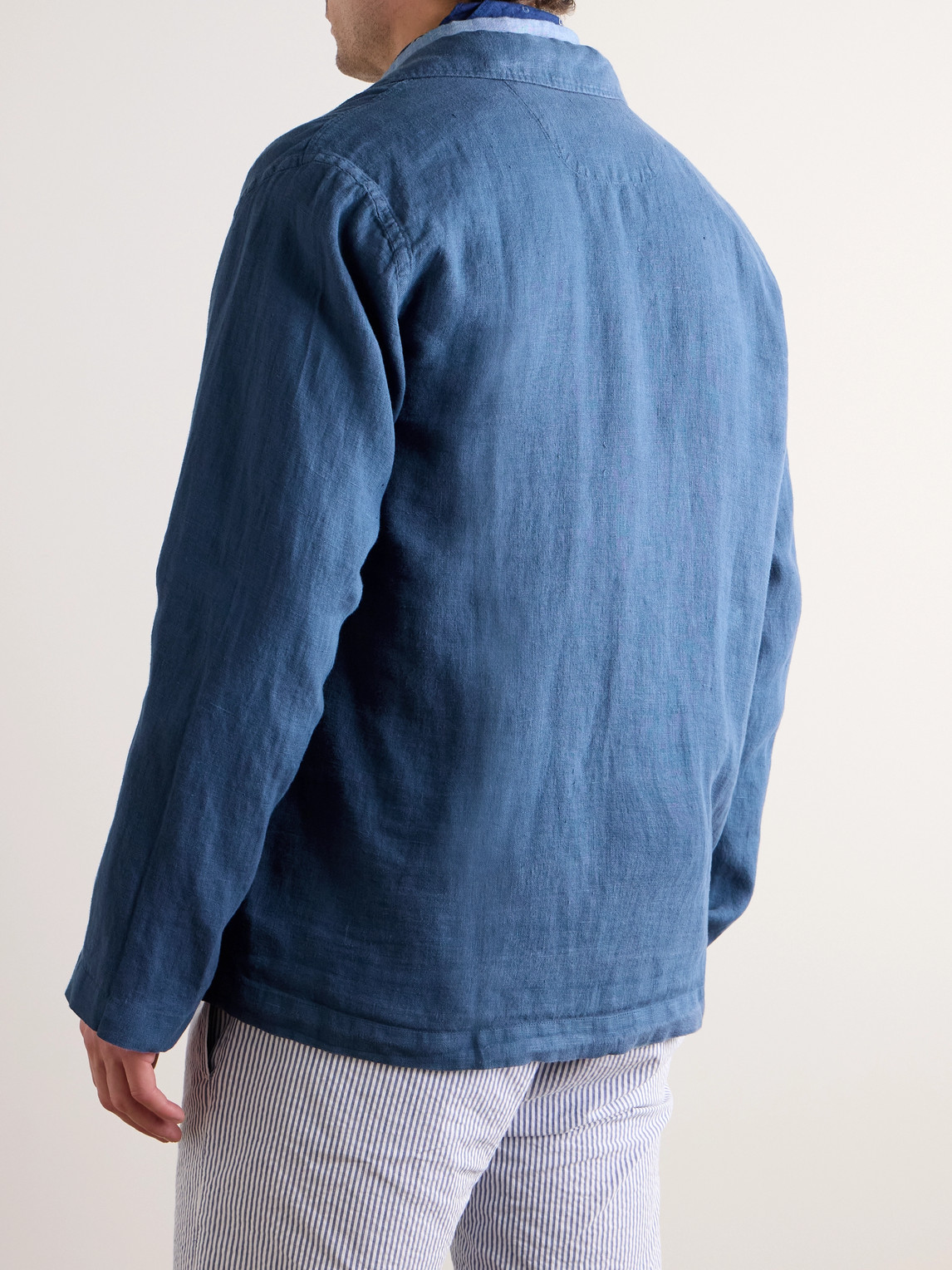 Shop Hartford Perry Pat Linen Jacket In Blue