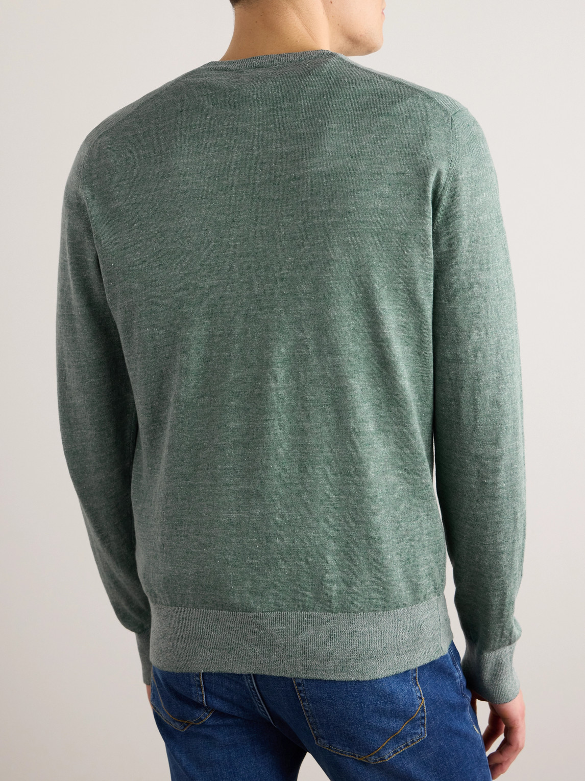 Shop Hartford Linen And Cotton-blend Sweater In Green