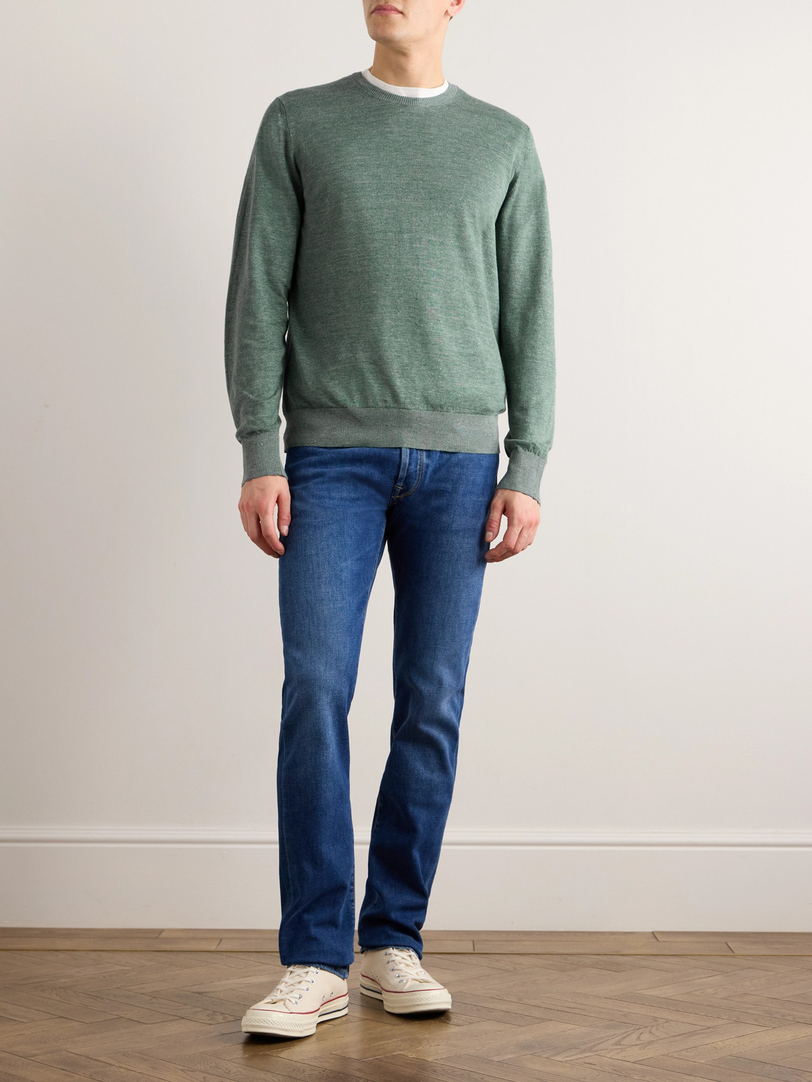 Shop Hartford Linen And Cotton-blend Sweater In Green