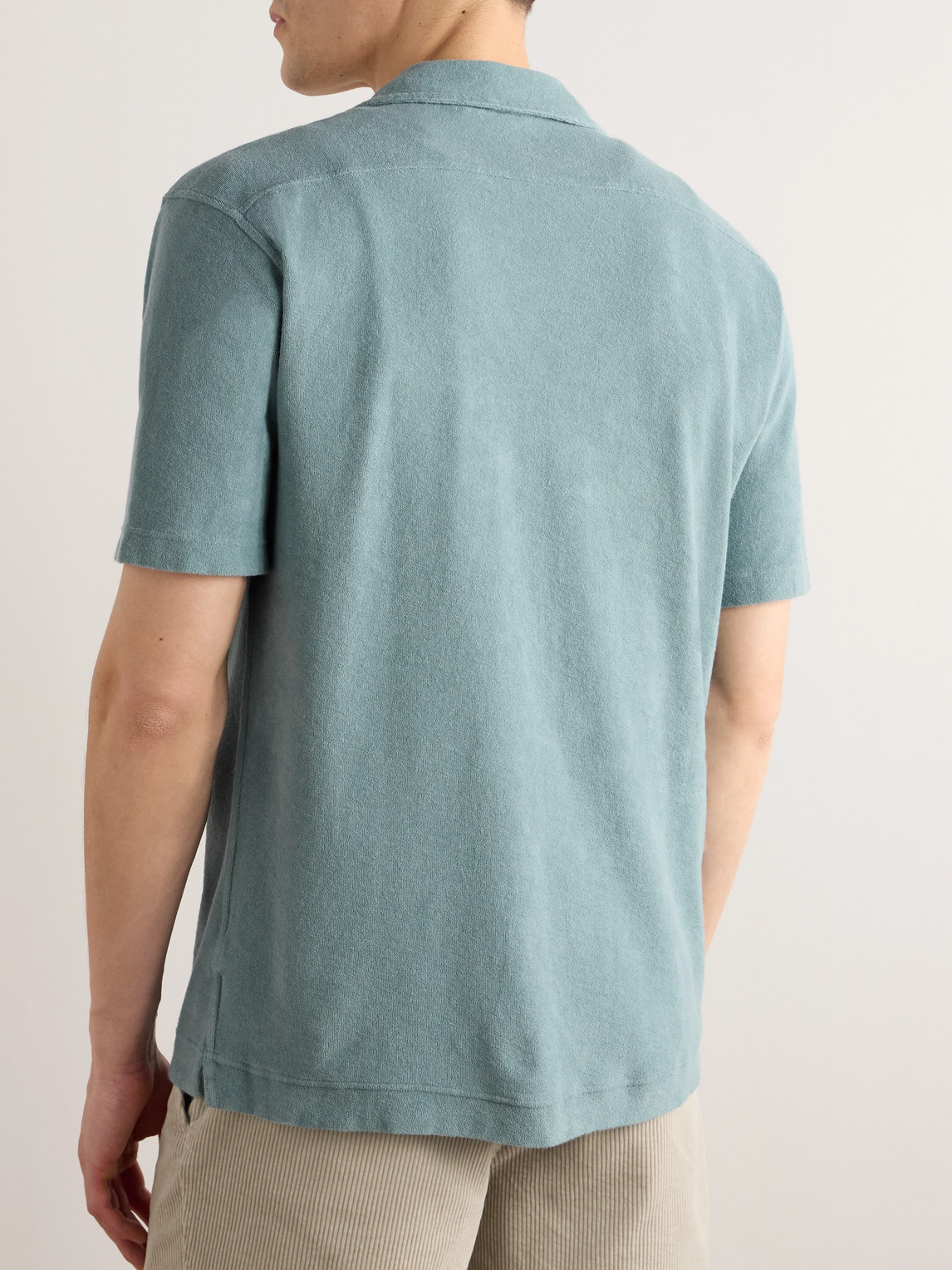 Shop Hartford Camp-collar Garment-dyed Cotton-terry Shirt In Green