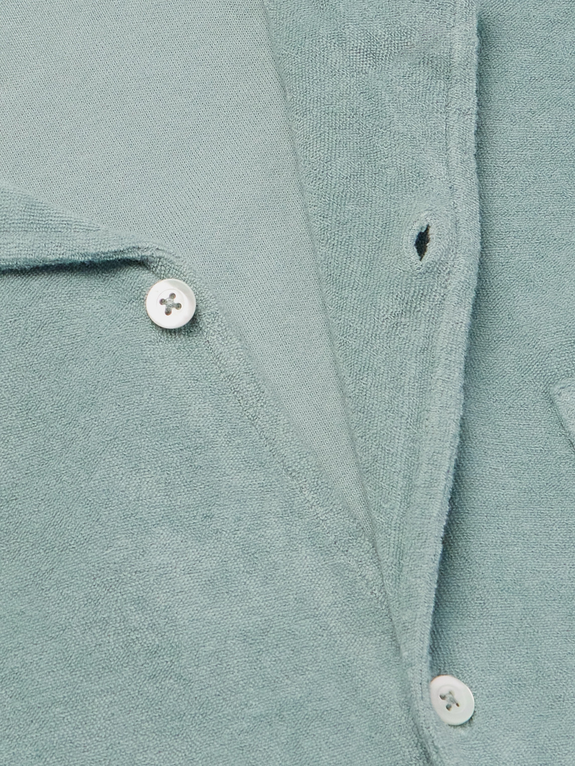 Shop Hartford Camp-collar Garment-dyed Cotton-terry Shirt In Green