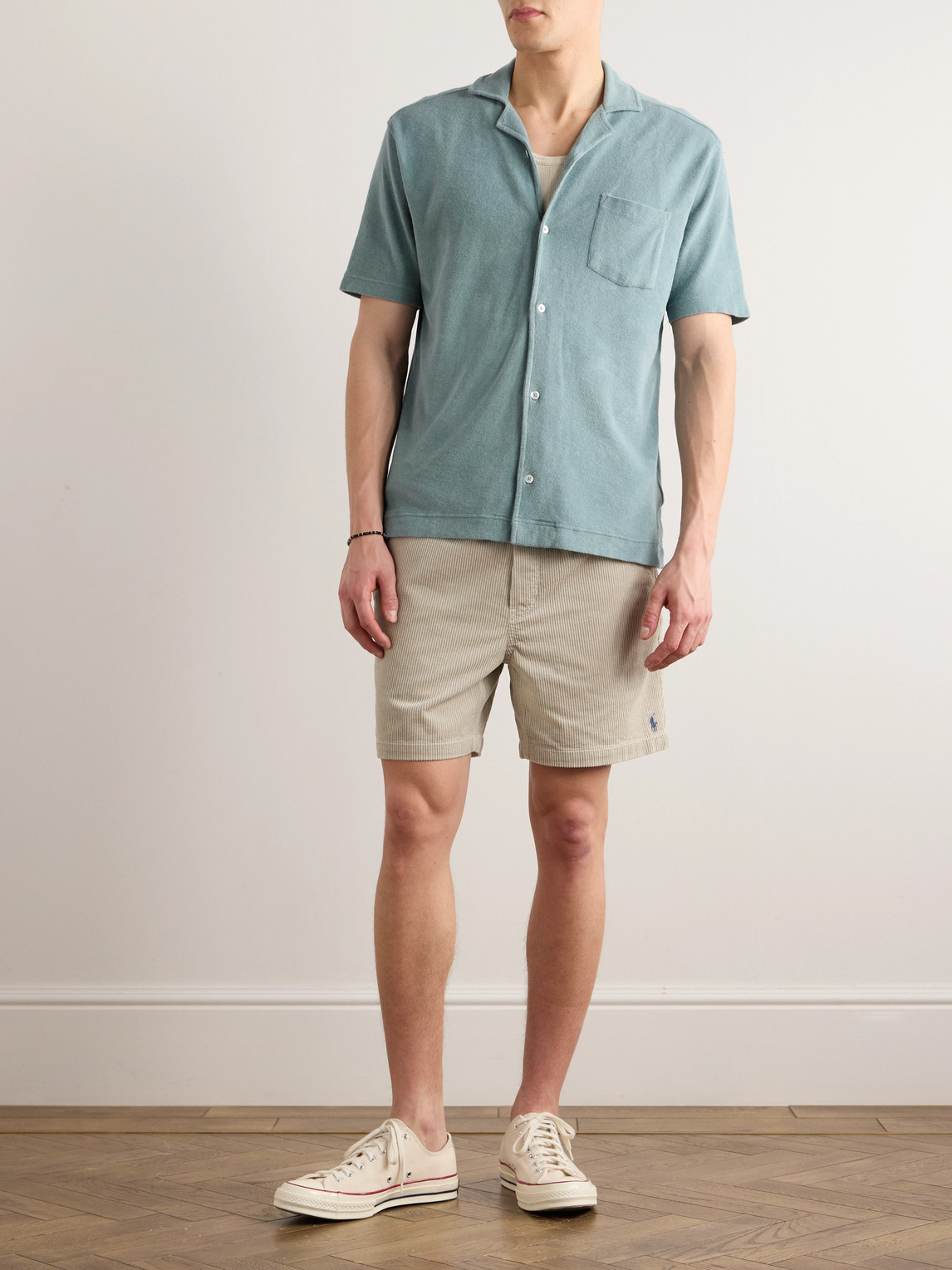 Shop Hartford Camp-collar Garment-dyed Cotton-terry Shirt In Green