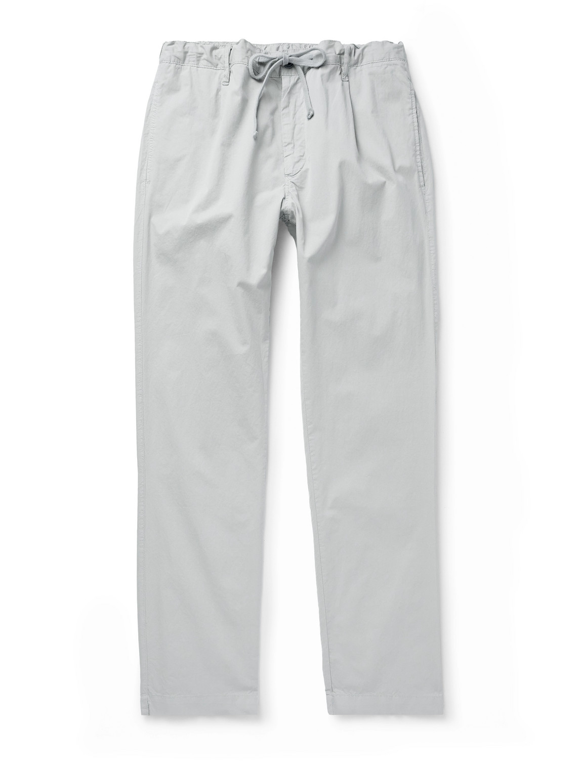 Hartford Tanker Slim-fit Straight-leg Cotton Drawstring Trousers In Gray