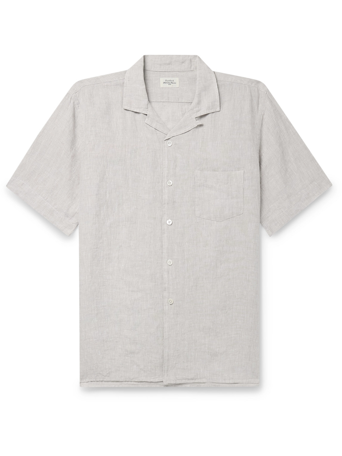 Hartford Palm Convertible-collar Linen Shirt In Neutrals