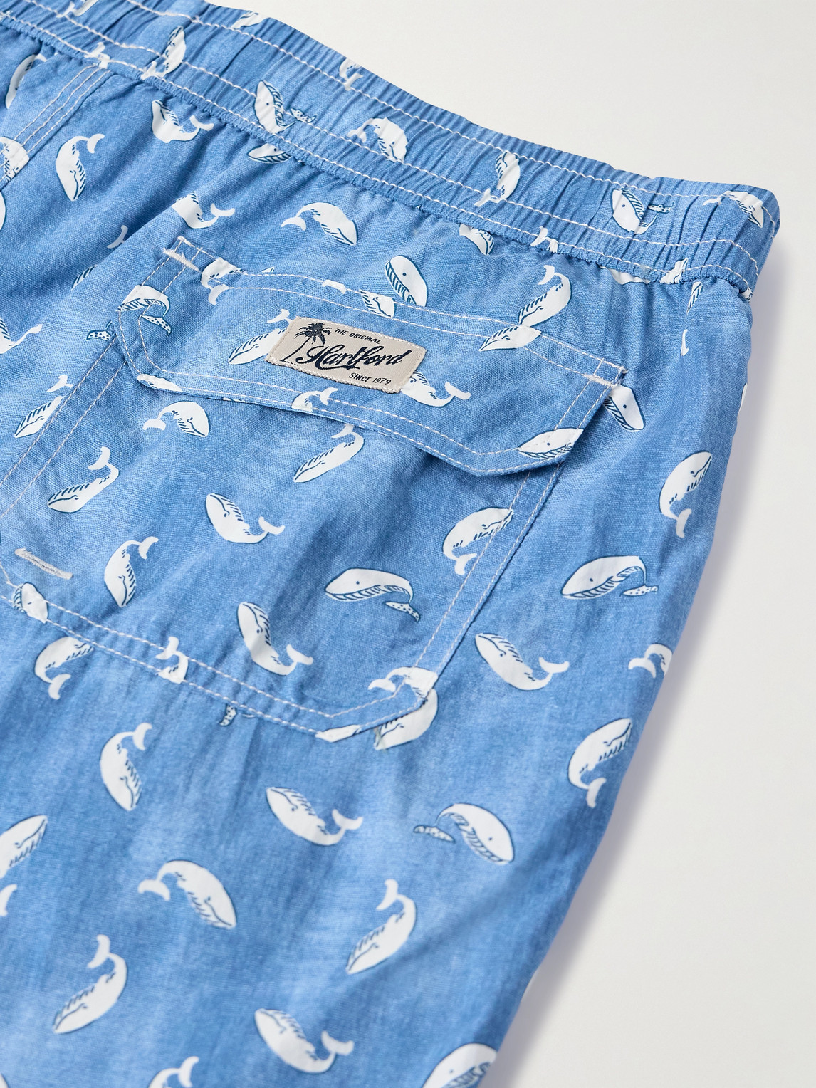 Shop Hartford Straight-leg Mid-length Printed Swim Shorts In Blue