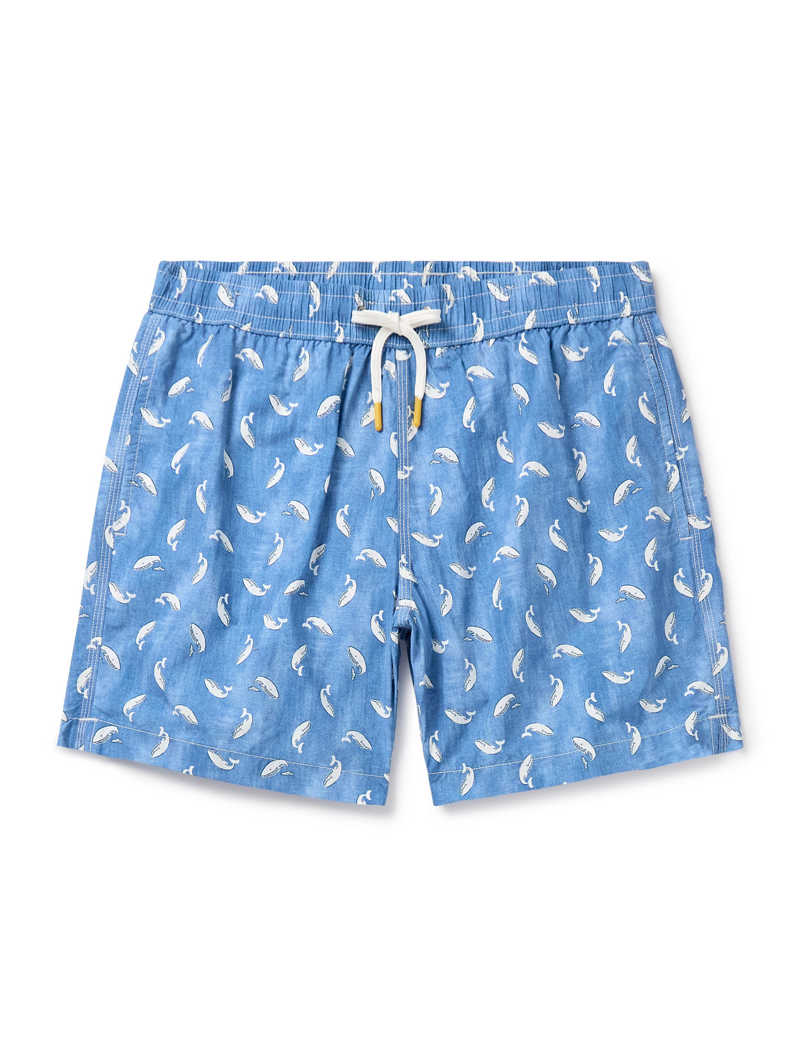Hartford Straight-leg Mid-length Printed Swim Shorts In Blue
